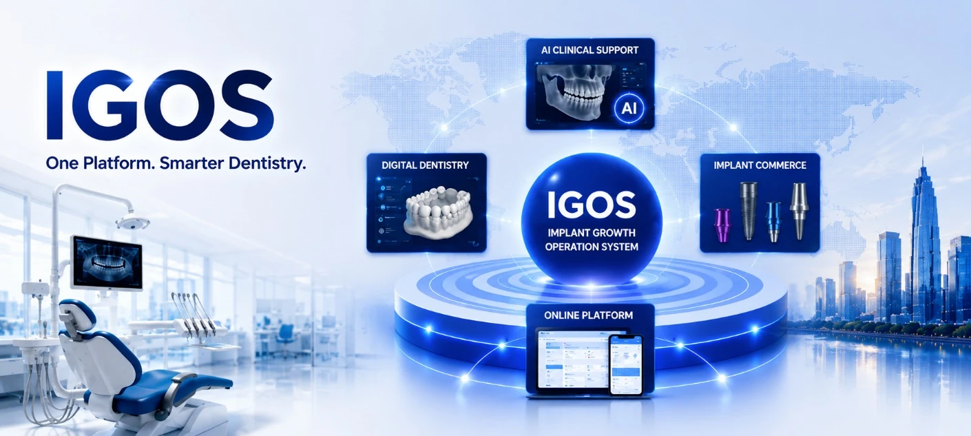 IGOS platform vision with digital dentistry, AI clinical support, implant commerce, and online platform