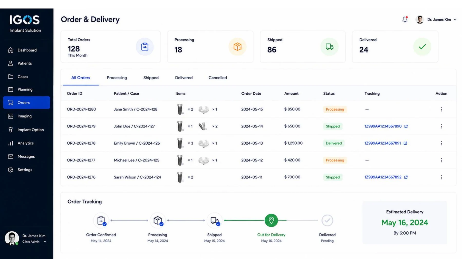 Order and delivery UI