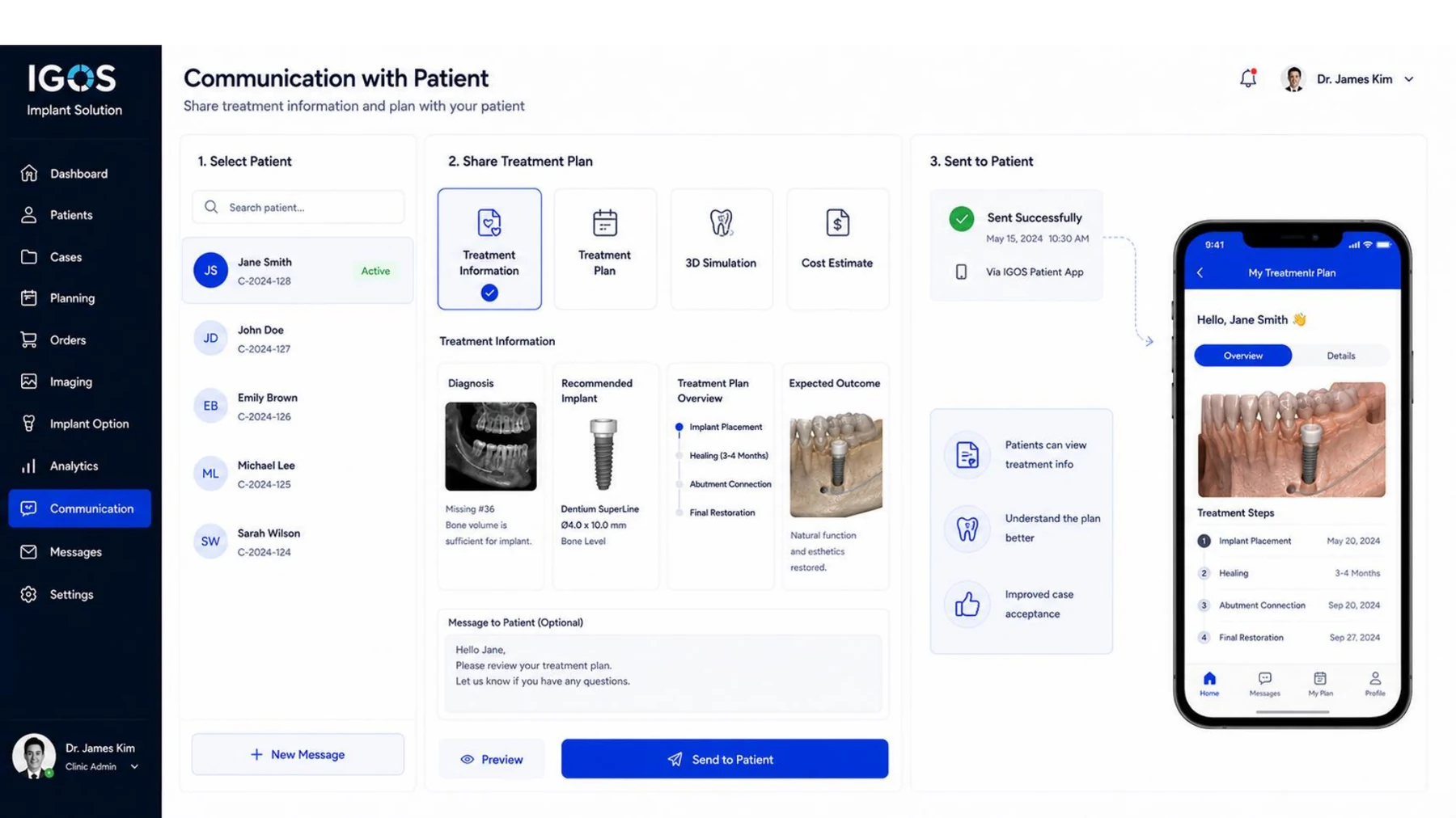 Communication with patient UI
